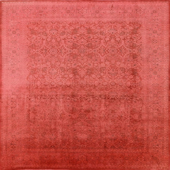 Ahgly Company Indoor Square Mid-Century Modern Red Oriental Area Rugs, 3' Square