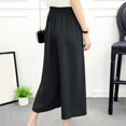 thumbnail image 4 of Womens Wide Leg Cropped Suit Pants - Business Summer Trousers - Pleated Waist Side Zipper - Elastic Back Work Pants, 4 of 6