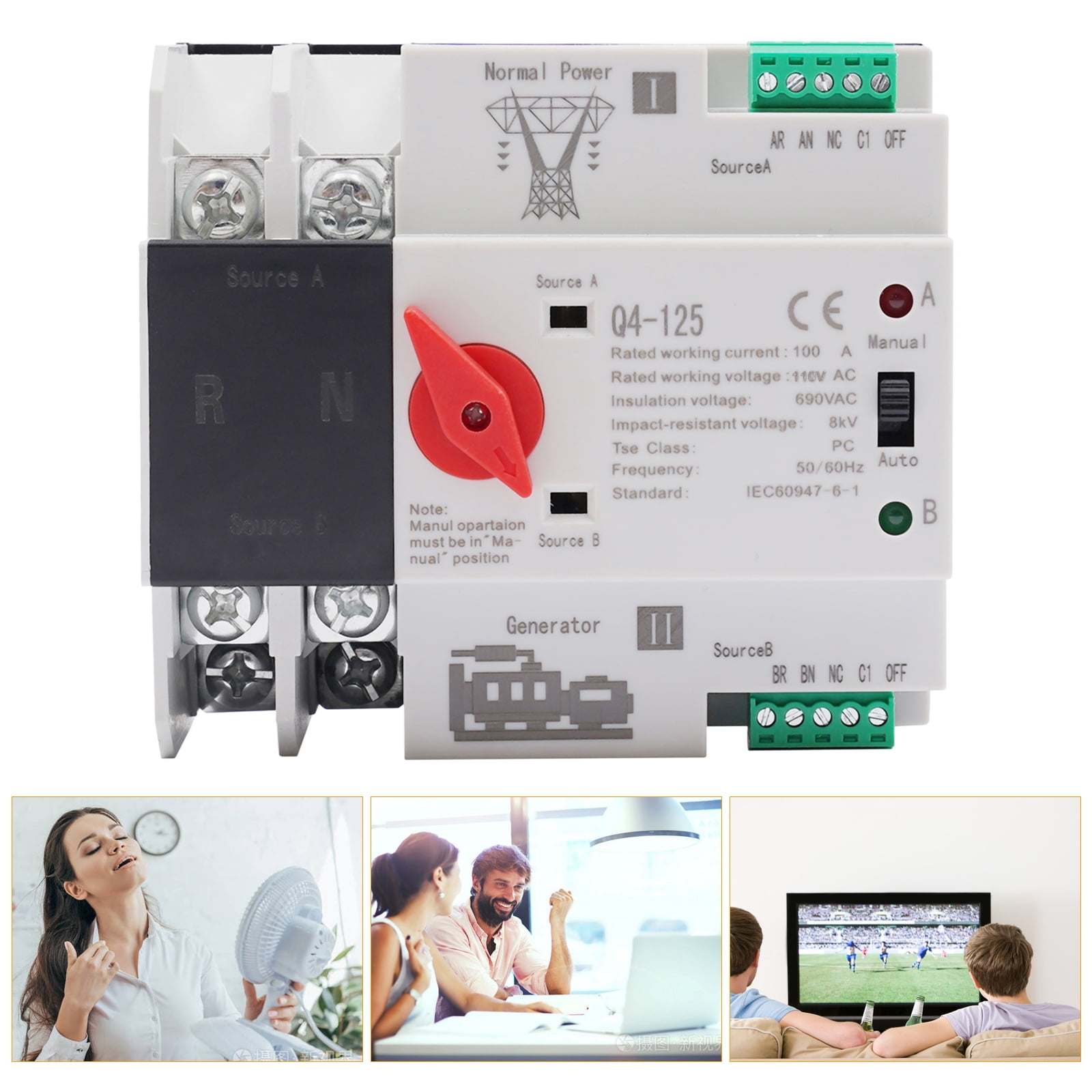 Mini Dual Power Automatic Transfer Switch 2P 63A ATS