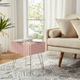 thumbnail image 3 of Ebenchico Modern Vanity Stool Striped Faux Fur Footstools Ottoman Bench 17.3" Vanity Bench Stool Adjustable Feet for Makeup Bedroom Entryway, Pink, 3 of 10