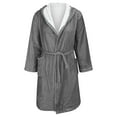 thumbnail image 4 of Women's Plush Fleece Hooded Bathrobe, Long Length Belted Robe, Soft Cozy Loungewear, Spa Style Open Front Gown, Comfortable Warm Pockets Robe Grey XXXL, 4 of 4