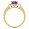 thumbnail image 4 of 1.8 ct Round Cut Natural Amethyst with Simulated Diamond Halo Accents 18K Yellow Gold Womens Engagement Ring, 4 of 5