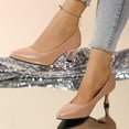 thumbnail image 3 of Pumps for Women Pointed Toe High Heels Lightweight Sexy Leather Stiletto Classic Party Formal Kitten Heeled Dress Shoes Khaki Size 6, 3 of 6