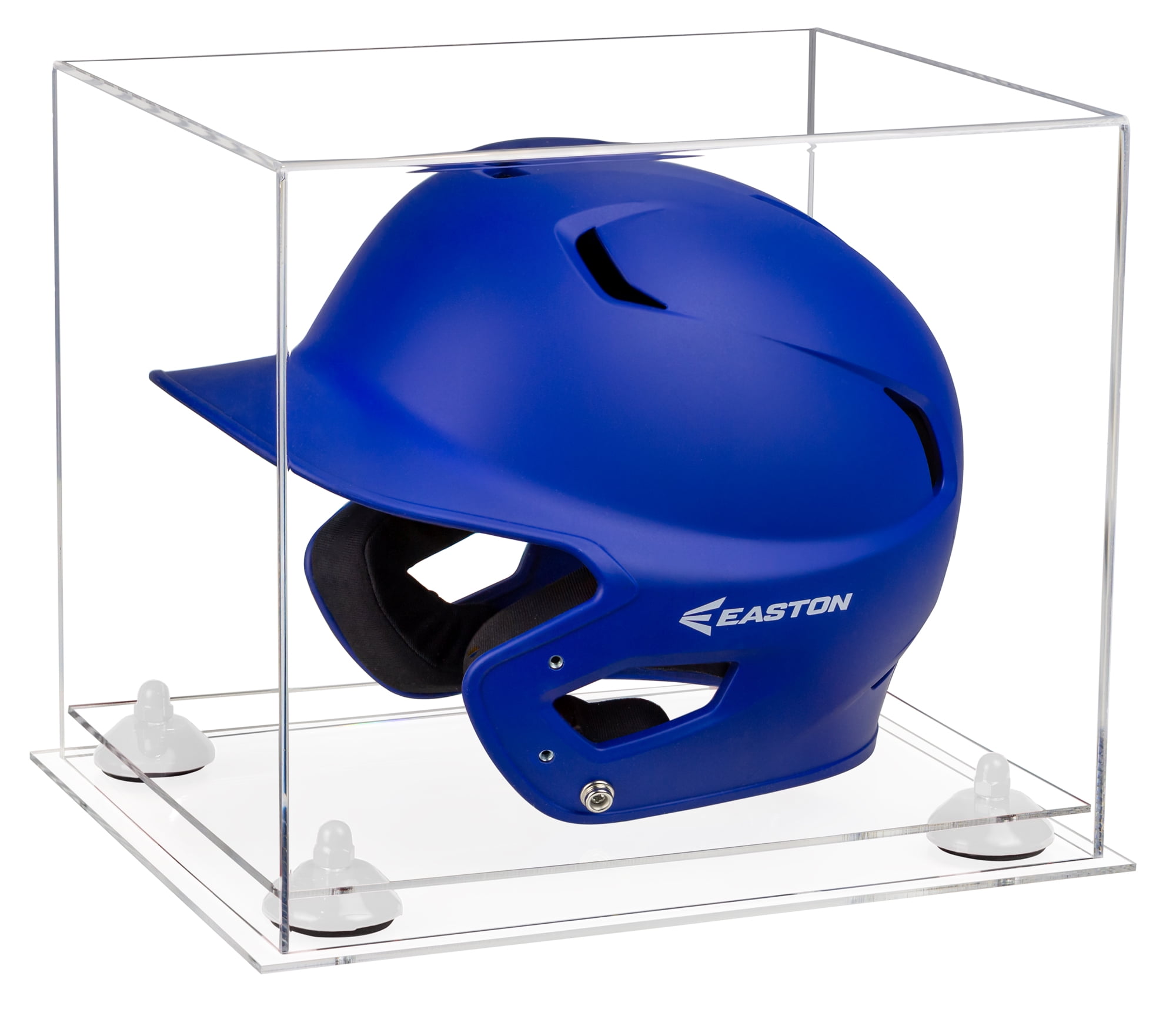 Clear Acrylic Baseball Batting Helmet Display Case with White Risers