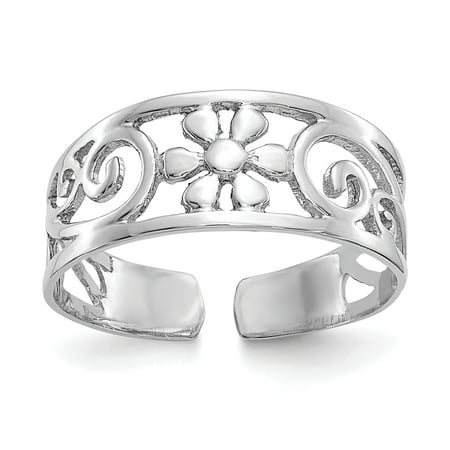 14k Eternity Toe Ring - 14K White Gold 6 MM Floral Toe Ring