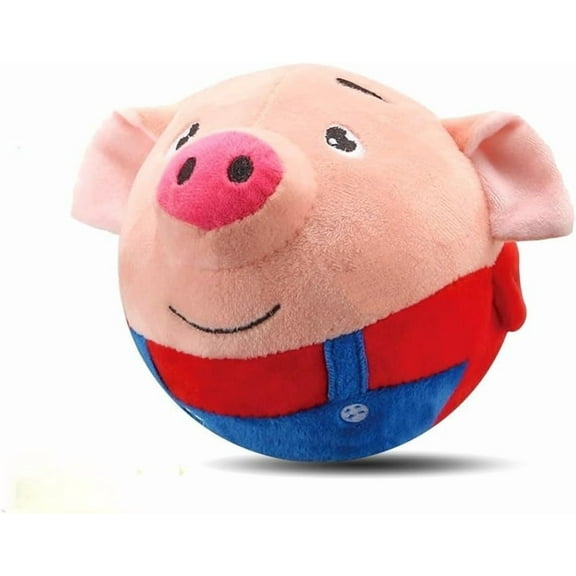 Active Moving Pet Plush Toy，2026 New Active Moving Pet Plush Toy, Rechargeable Squeaky Dog Ball Toy with Talking Sound, Washable Cartoon Pig Plush Toy for Dogs Puppies (Red)