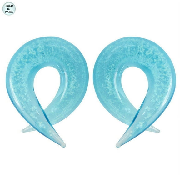 Blue Glass Glow In The Dark Ear Tapers - Sold in Pairs - 0 Gauge to 9/16"