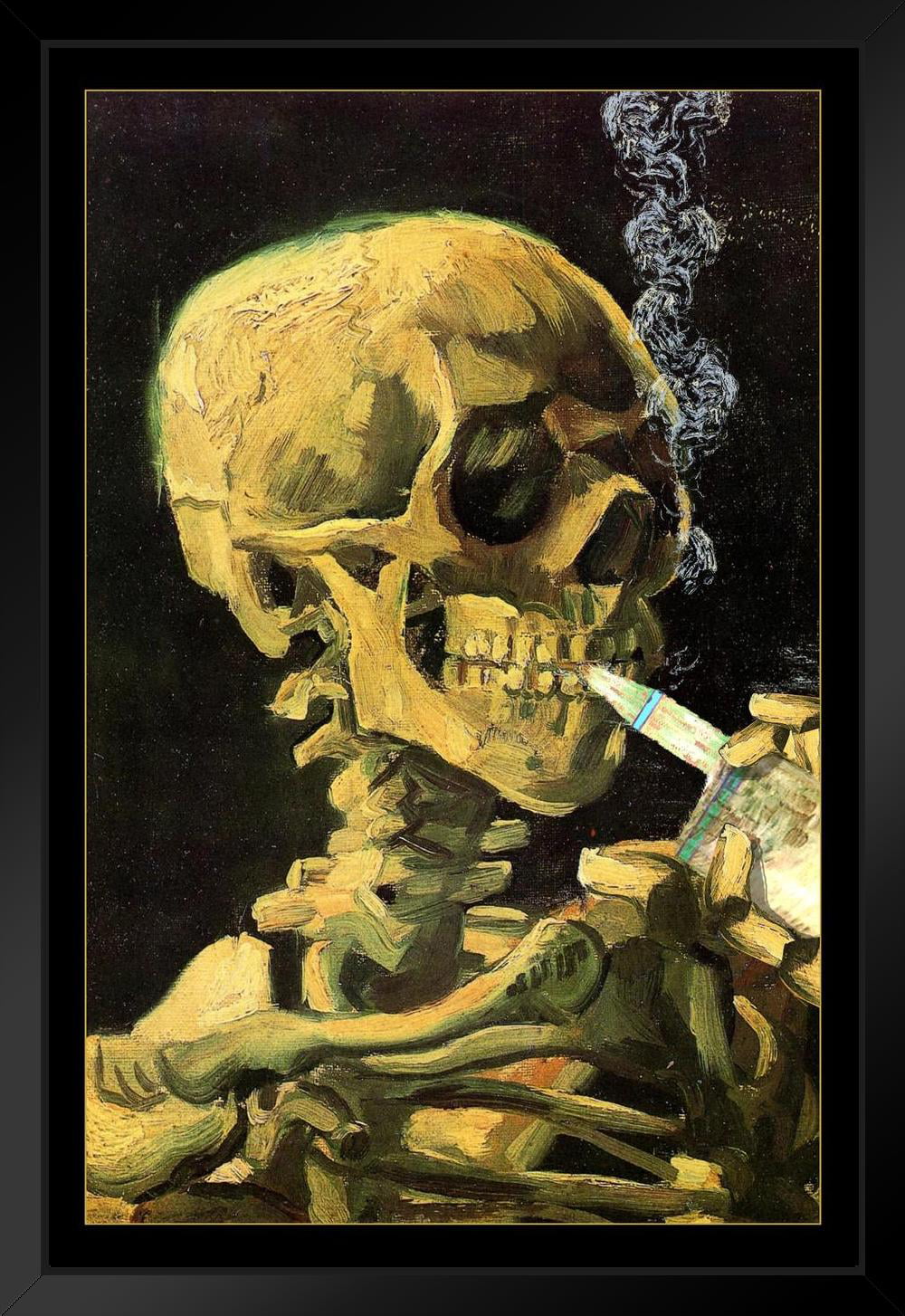 Vaping Skull Of Skeleton Vincent Van Gogh Painting Poster 1885 Burning  Cigarette Vincent Van Gogh Parody Funny Humor Cool Wall Decor Art Print  Poster 12x18 