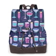thumbnail image 1 of Balery Wine Glasses And Cocktails Mochila de Cuero para Mujeres, Gran Capacidad, Bolsa de Viaje Multifuncional, Mochila de Cuero y Bolsa de Hombro para Mujeres, 1 of 4