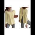 thumbnail image 2 of Camisetas Deportivas de Larga para Mujer, con Protección Solar UPF 50+, para Correr, Gimnasio, Secado Rápido Amarillo de Ganso XL, 2 of 7
