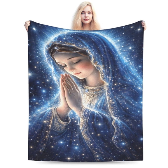 Virgin Mary Blanket, Mother Mary Throw Blankets, Space Gifts for Women Men Lover Adult Cozy Fleece Flannel Bedding Stuff Plush for Couch Sofa Bed Decor 50x40