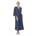 thumbnail image 6 of Aria Women's Sweater Knit 3/4 Sleeve V-Neck Lounger Nightgown with Pockets, Sizes XS to 5X, 6 of 6