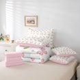 thumbnail image 6 of Homewish Colorful Butterfly 7-Piece Bedding Comforter Set,Rustic Botanical Leaf King Bedding Sets,White Green Pink Bed Sheets For Girls,Microfiber Bedroom Decor Reversible, 6 of 8