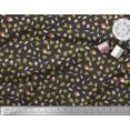 thumbnail image 3 of Soimoi Black polyester Crepe Fabric Insect,Acorn & Leaves Clip Art Print Sewing Fabric Yards 42 Inch Wide, 3 of 3