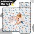 thumbnail image 4 of White Blue Butterfly Flower Pattern Teens Toddler Nap Mat with Pillow, Sleeping Mat Bag for Preschool Daycare 59"x22", 4 of 6