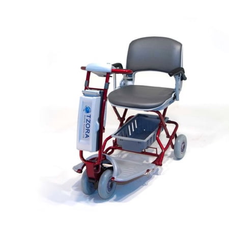 Tzora - Classic Lexis Light - Folding Lightweight Scooter - 4-Wheel - Red - PHILLIPS POWER PACKAGE TM - $500 VALUE