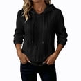 thumbnail image 5 of Tqcoqu Women's Cable Knit Textured Pullover Hoodie,Drawstring Hood Long Sleeve Loose Casual Sweatshirt Tops For Fall Winter,Black Women's S-XXL, 5 of 6