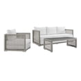 thumbnail image 2 of Modway Aura 3-Piece Outdoor Patio Wicker Rattan Set in Gray/White, 2 of 10