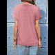 thumbnail image 5 of Tops Henley de Corta para Mujer, Cuello en V, Elegantes, Informales, Holgados, Rosa, XXL, 5 of 6