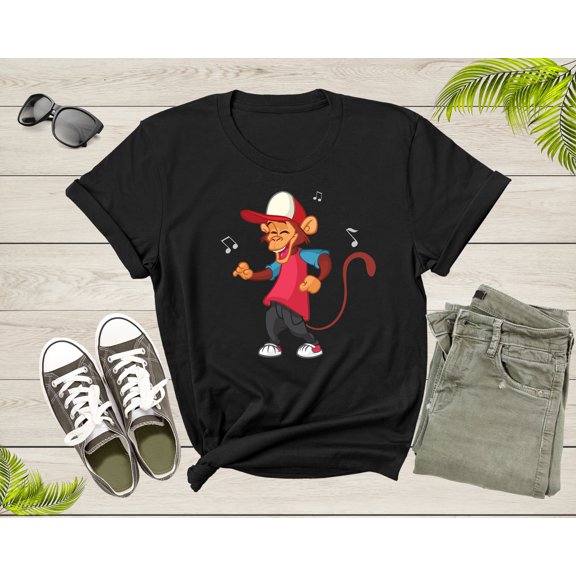 Funny Dancing Monkey Ape Music Note for Men Women Boys Girls T-Shirt Monkey Lover Gift T Shirt for Men Women Kids Boys Girls Graphic Tshirt
