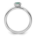 thumbnail image 4 of Auriga Fine Jewelry 925 Sterling Silver Low 4mm Round Created Emerald Ring for Women Size 9, 4 of 6