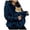 Blue, variant on Women Fuzzy Fleece Hoodie Carrier Pouch Zip Up Hooded Warm Winter Jacket Black,Size XXL
