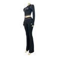 thumbnail image 3 of Women Printed Hoodie Set Long Sleeve Thumb Hole Top Flared Pants Outfit, 3 of 6