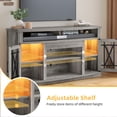 thumbnail image 5 of DWVO TV Stand with LED Lights for TVs up to 70", Entertainment Center Media Console Cabinet with Glass Door, Gray, 5 of 7