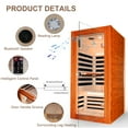 thumbnail image 3 of OUTEXER Far Infrared Sauna for Home Dry Sauna for Home Wood Sauna Room 1 Person Infrared Sauna Indoor One Person Sauna Low EMF Okoume Wood Sauna with Control Panel, Bluetooth Speakers, 3 of 9