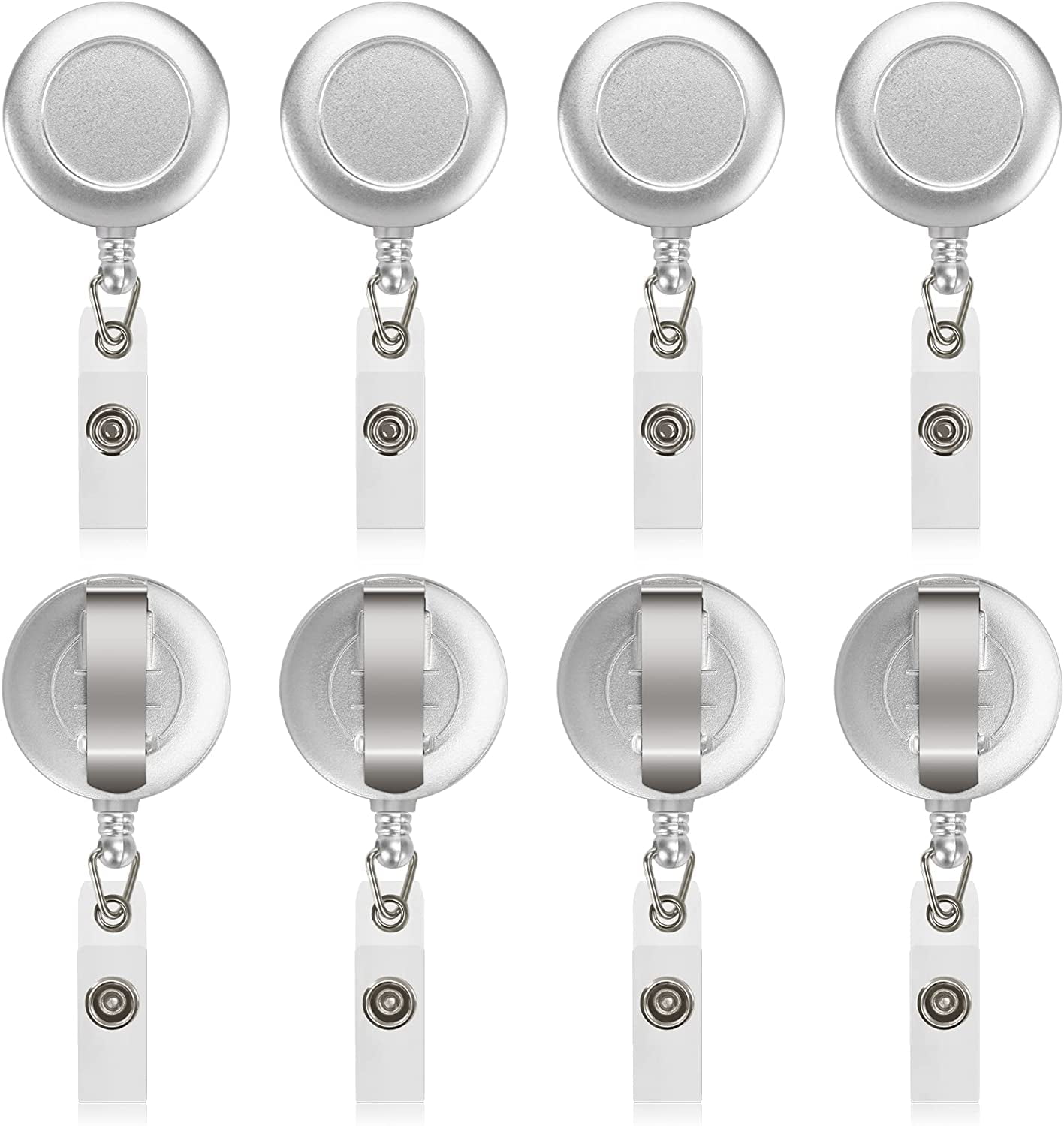 50 Pcs Retractable Badge Reel Clips Holder for Hanging ID Card Name Key  Chain (Silver) 