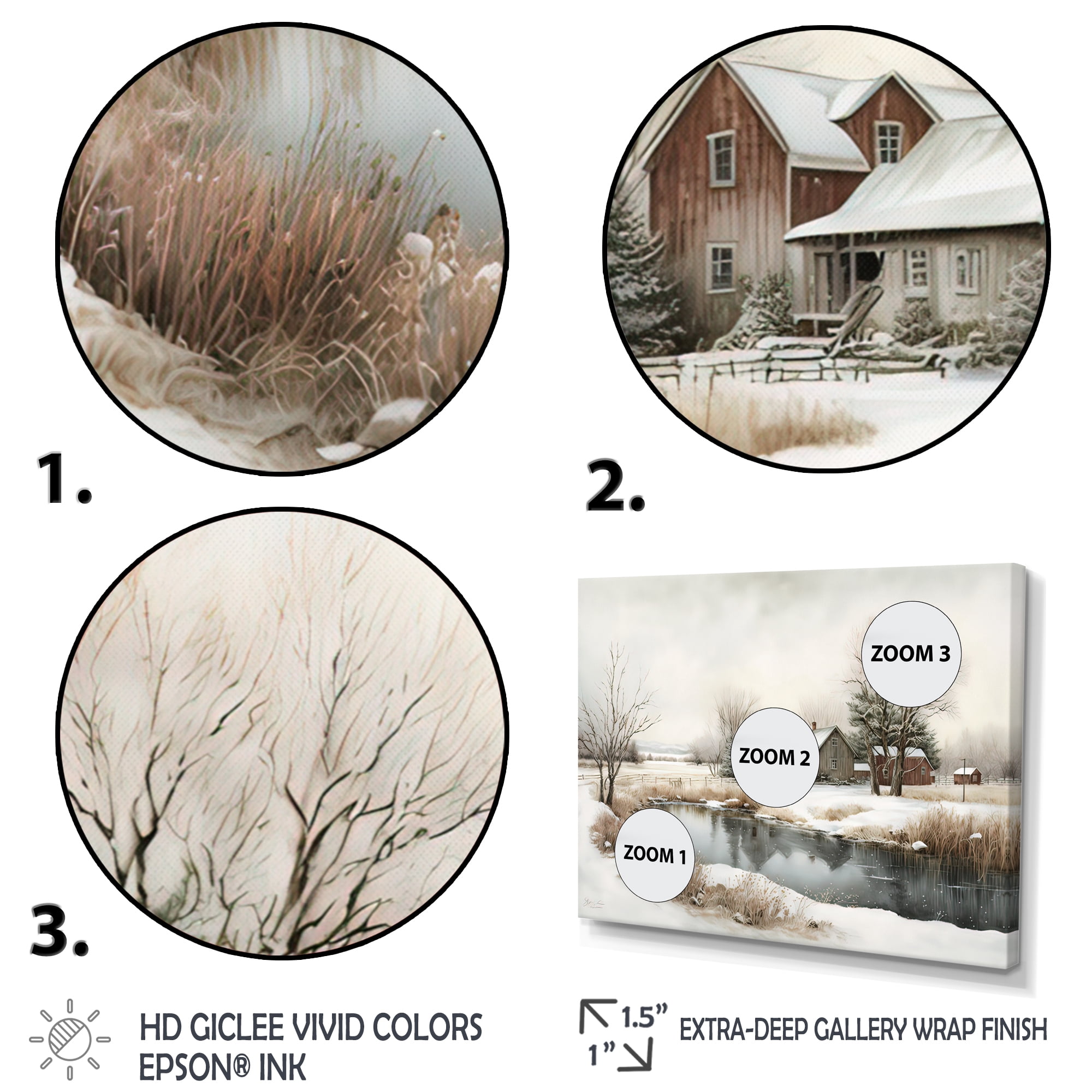 Designart Arkansas Farm In Winter Canvas Wall Art