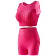 thumbnail image 2 of Women's Summer Yoga Workout Sets Hollow out Mesh Cropped Tops Sports Bra with Leggings Shorts Matching Suit for Outdoor Running Sports Red One Size, 2 of 5