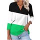 thumbnail image 1 of Camiseta de Solapa de Cuello en V de la Manga Superior de 3/4 de las Mujeres, Uso Diario Cómodo Casual, 1 of 9