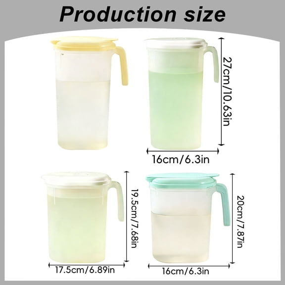 Oval Fridge Door Pitcher With Lid And Top Spout, Freezer & Dishwasher Safe Plastic Beverage Jug With Measuring Marks For Juice, Iced Tea And Homemade Cold Drinks
