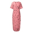 thumbnail image 4 of Kcodviy Robe de Nuit Quotidienne à Manches Courtes pour Femmes, Imprimé d'Étoiles, Décontractée, Inclinée, à Boutons, Robe de Nuit pour Femmes, Épaule, Maxi, Robe de Sommeil, 4 of 5