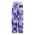 thumbnail image 5 of 2026 Womens Hawaiian Floral Palazzo Pants High Waisted Flowy Summer Beach Lounge Trousers Dark Blue M, 5 of 7