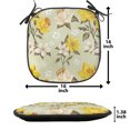 thumbnail image 5 of Flower Chair Seating Cushion Set of 4, Classy Spring Floral Narcissus Branch Pattern with Dots and Line Art, Seat Pads for Office with Anti-slip Backing, 16"x16", Yellow Khaki Cream, by Ambesonne, 5 of 7