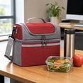 thumbnail image 5 of Portable Lunch Cooler Bag Insulated Lunch Box Tote With Strap Handle Thermal Food Storage Organizer Office Travel Picnic Camping Outdoor Reusable Meal Carrier Storage Bag, 5 of 7