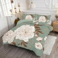 thumbnail image 5 of Queen Comforter Set Botanical Floral Bedding Set White Flowers Leaves Printed on Green Reversible Design Soft Microfiber Comforter with Sheet Set All Season 7 Pieces Bed in a Bag, 5 of 6