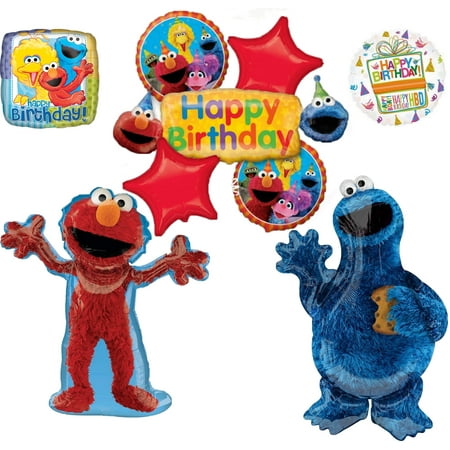 Sesame Street Elmo and Cookie Monster Birthday Party Supplies Balloon Bouquet Decorations