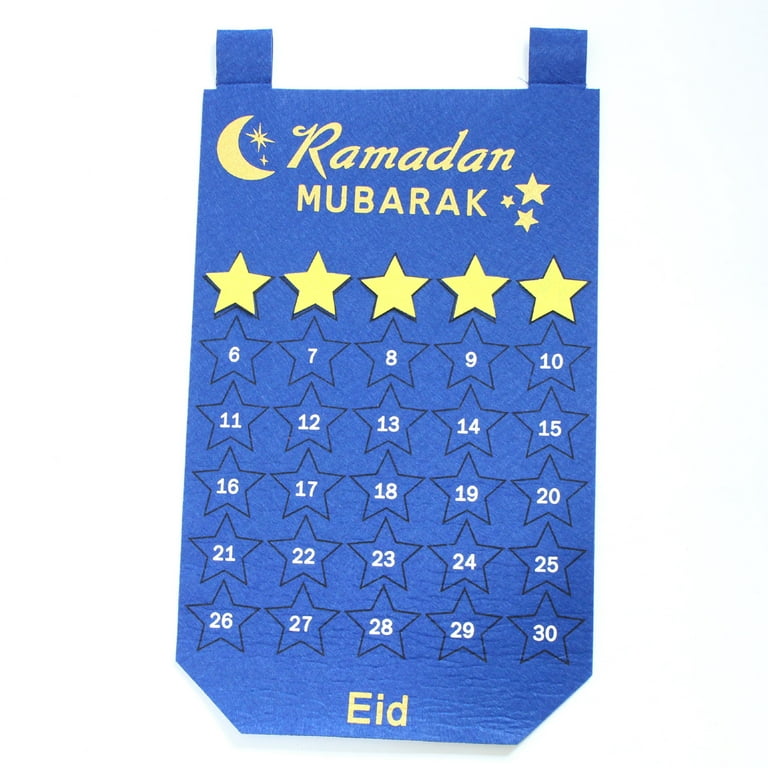 Eid Ramadan Mubarak Felt Advent Calendar Countdown Muslim Kareem Hanging  Decor