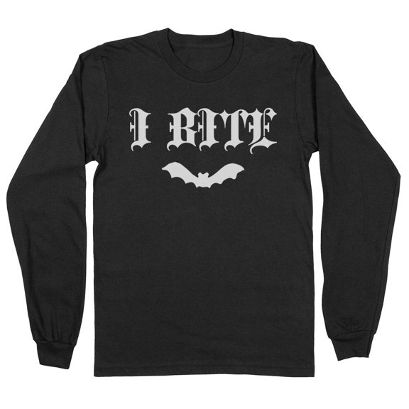 Bat I Bite Long Sleeve Shirt Unisex Large Black