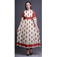 thumbnail image 2 of Bimba Orange Swirl & Floral Block Printed Women Anarkali Dresses Long Indian Kurtis Ethnic Kurta Dress-XXX-Large, 2 of 6