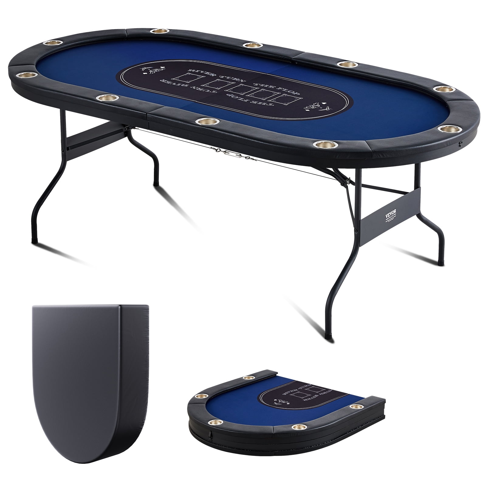 Barrington 10 Player Folding Poker Table with Steel Cup Holders