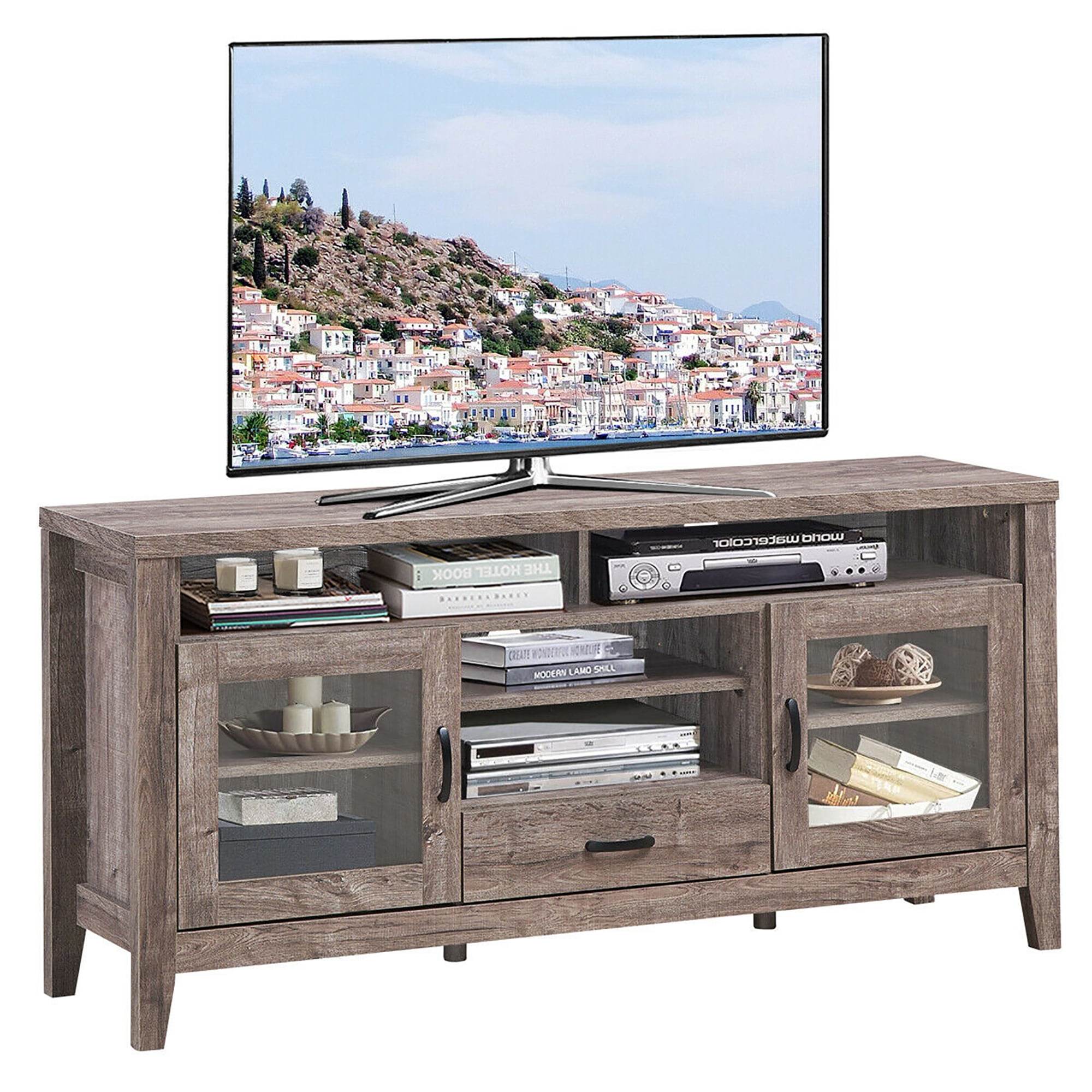 Costway Tv Stand Tall Entertainment, Under Tv Storage Cabinets