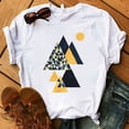 thumbnail image 5 of Fesfesfes White Shirts for Women's Fashion Geometric Graphic Print T-Shirts Female Round Neck Loose T-shirt 4(S), 5 of 9