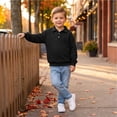 thumbnail image 6 of Boys Collared Sweatshirt Casual Solid Color Polo Long Sleeve Shirt Waffle Texture Boys Pullover Loose Plain Sweatshirt with Buttons, 6 of 9