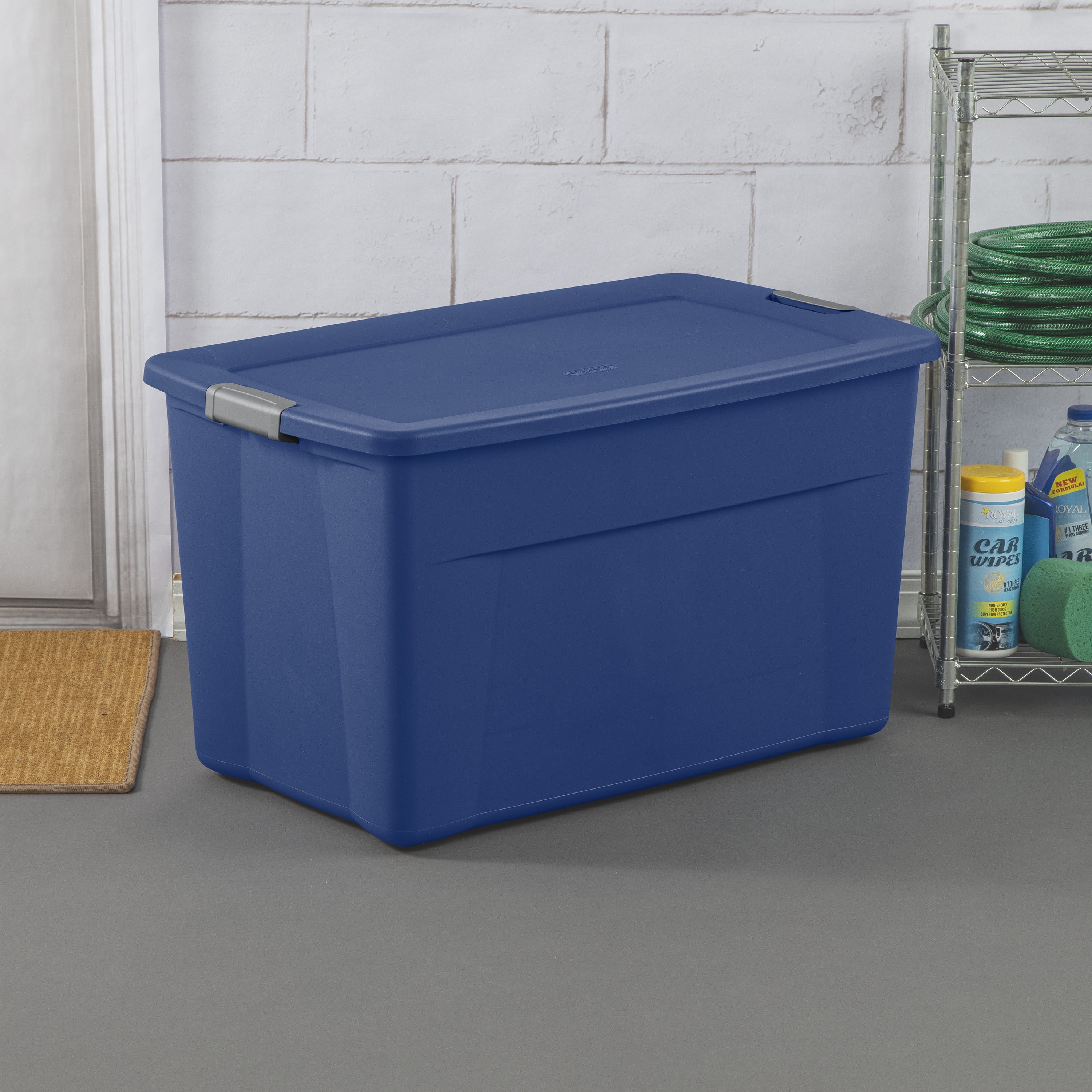 New Durable Storage Box Sterilite 35 Gallon Latch Tote Stadium Blue SET of 4 