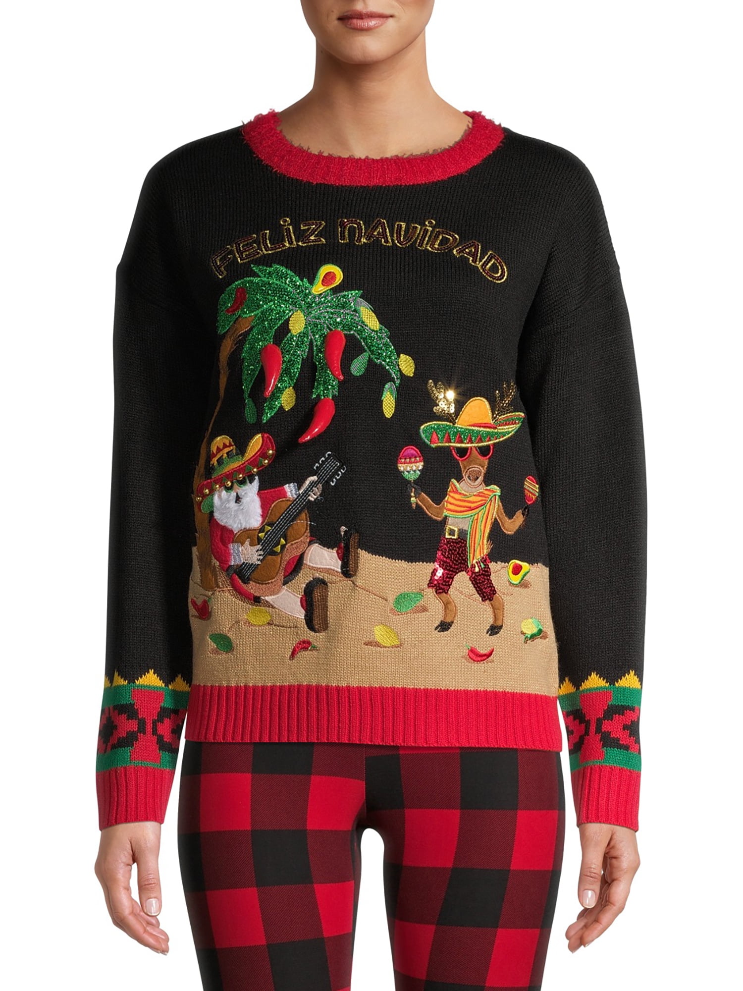 Men's Plush Christmas Snowman Camo Raglan Sweatshirt Ugly Sweater Holidays Santa