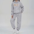 thumbnail image 2 of WTOBBY Women's Printed Hooded Sweatshirt and Sweatpants Set, Halloween Themed Graphic Lounge Wear Two Piece Outfit for Seasonal Party,Light Gray XL, 2 of 5